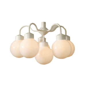 Art. 00805 kroonluchter wit 5 lampen bol